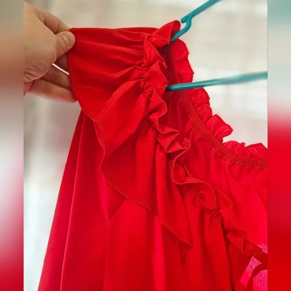 SHEIN Off Shoulder Red Peplum Top - Picture 3 of 5